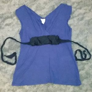 royal blue shirt with fancy black